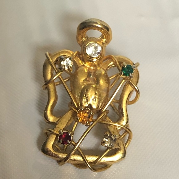 Angel earrings gold over sterling 6 precious gems - Picture 3 of 8